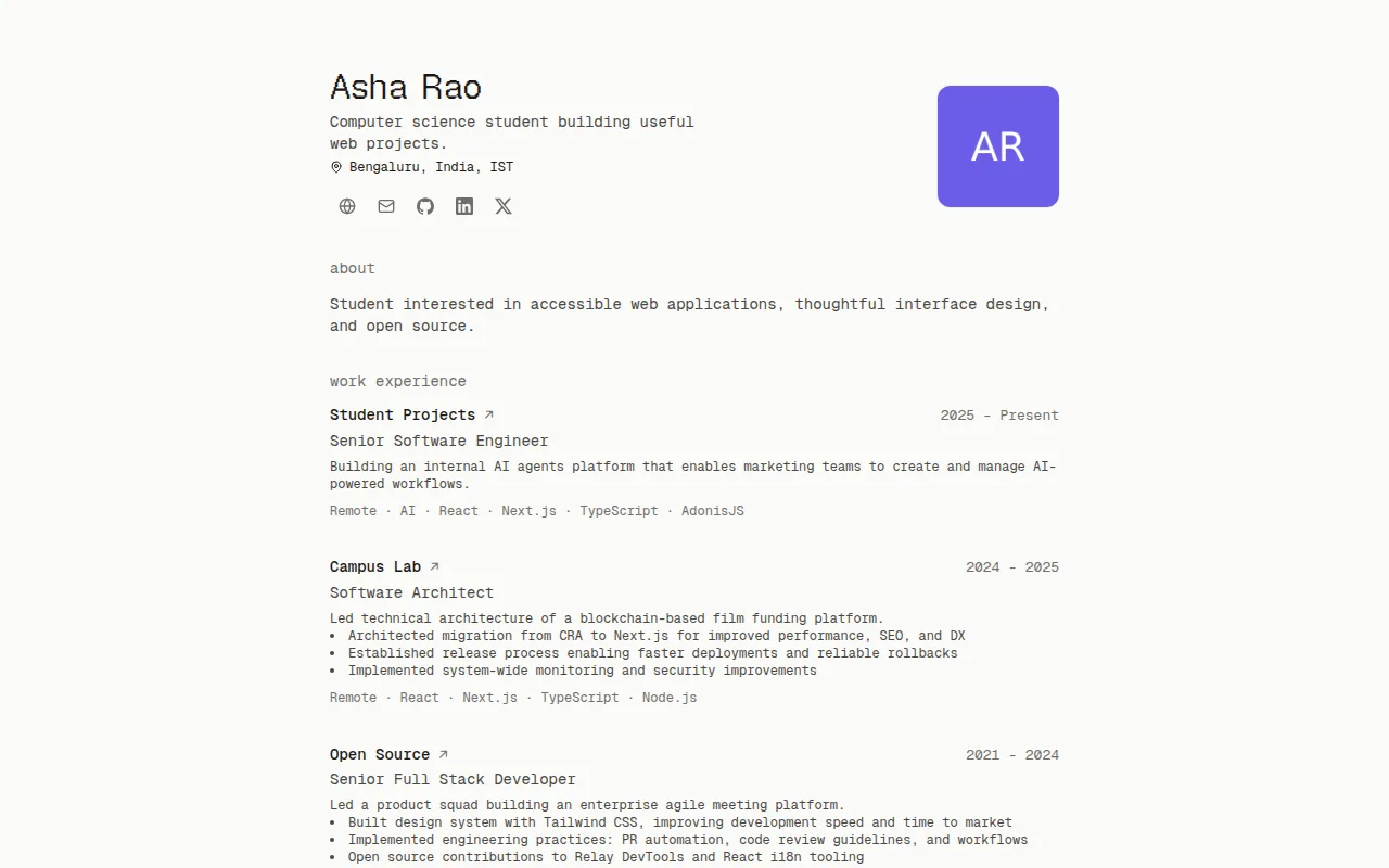 CV template preview